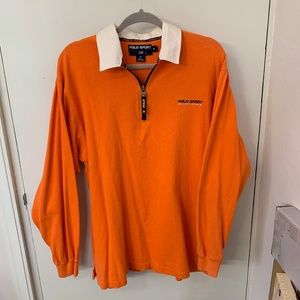 Polo Sport Orange Long Sleeve Rugby Shirt Medium